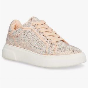 Madden NYC Rhinestone Platform Lace-up Sneakers Blush Pink Size 8